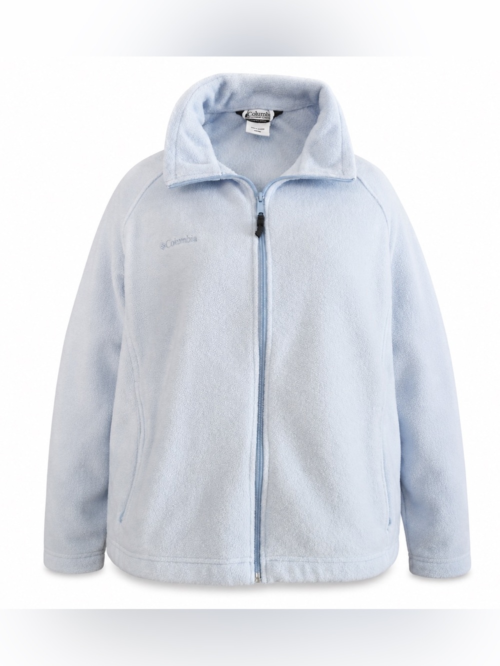 Columbia Vintage Benton Springs Light Blue Full Zip Fleece Jacket 1X